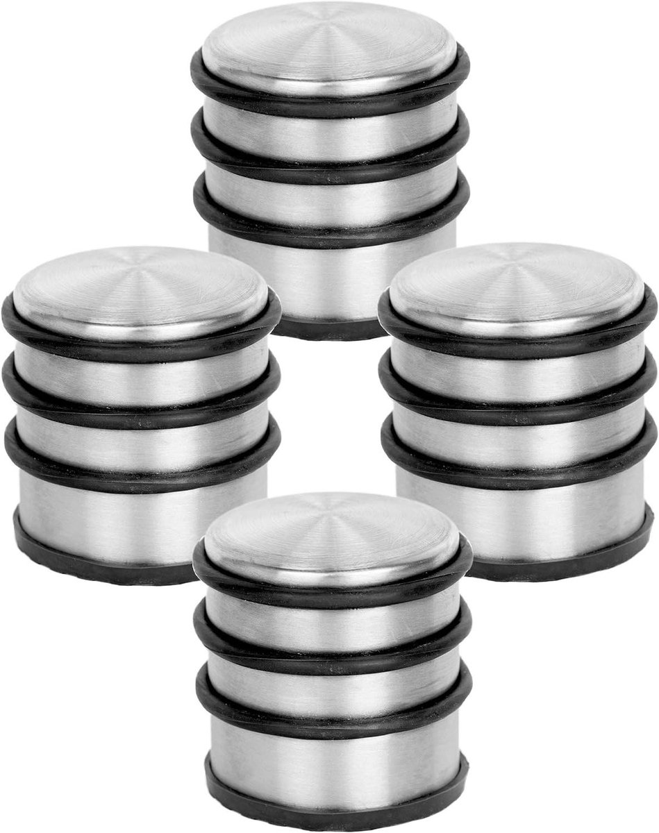 Deurstopper Set - Vloerhouders - Deuren Open Houden - Zware Betonkern - 4 Stuks - Zilver