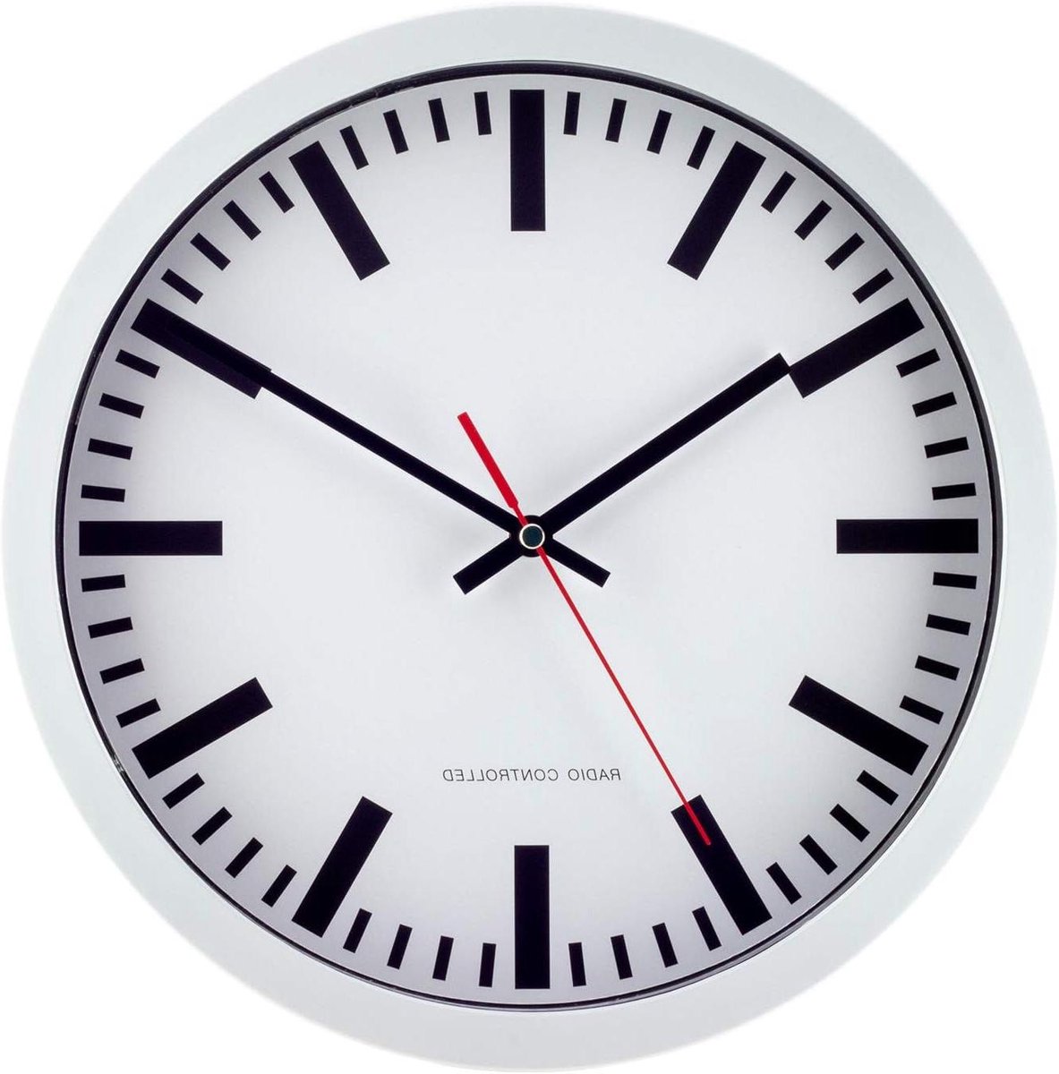 Draadloze Wandklok - Station Klok - Tijd Weergeven - Automatische Tijdinstelling - 30 cm Diameter - Wit