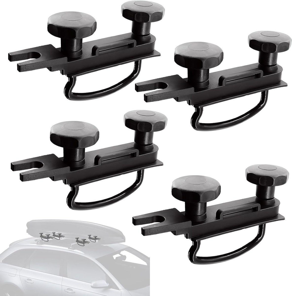 Montagekit voor dakkoffer, 4 bevestigingssets met U-klemmen, universele houder, zware vergrendelingsmoeren voor veilige bevestiging