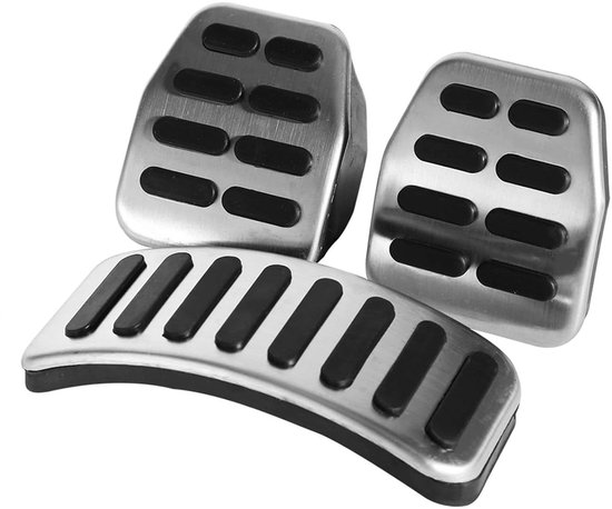 Handmatige Pedaalset - Transmissiepedalen Auto - Verbeteren Rijgevoel - Roestvrij Staal Rubber - 3 stuks - Zilver — afbeelding 2