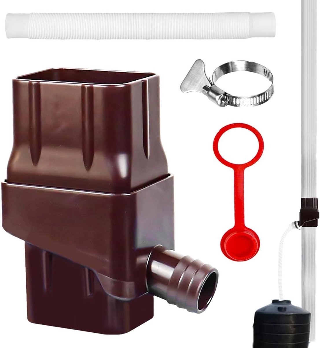 Regenpijp Verzamelaar - Water Collector - Tuin Water Besparen - Verstelbare Opvangbak - 5 x 76 cm - Bruin