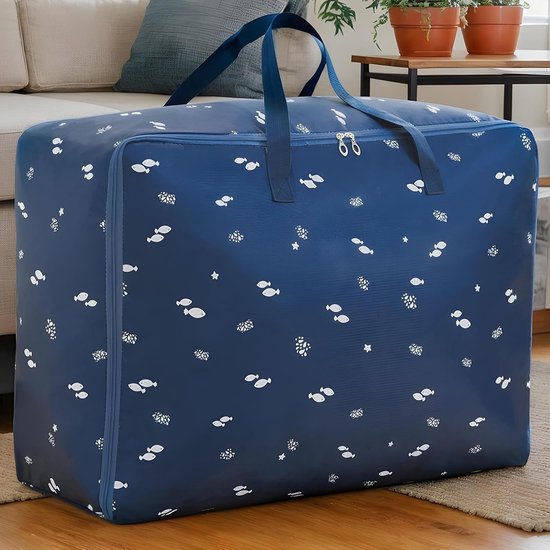 Donsdeken Opbergtas - Dekbed Organizer - Huis Opruimen - Versterkte Constructie - 55x33x20cm - Marineblauw — afbeelding 2