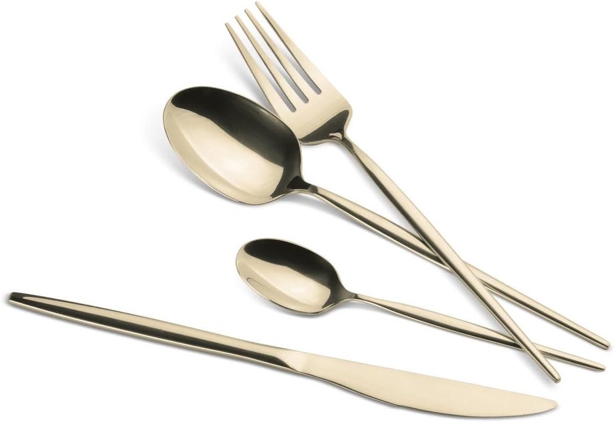 Bestekset 24-delig - Gepolijst bestek - Dineren en Feestdagen - Elegant champagne design - 6 personen - Goud