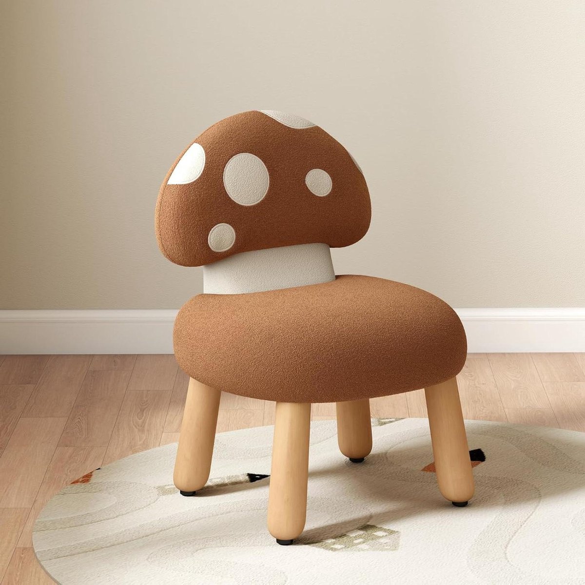 Kinderstoel - Kindersobank - Spelen en lezen - Paddenstoeldesign - 43 x 38 x 51 cm - Bruin