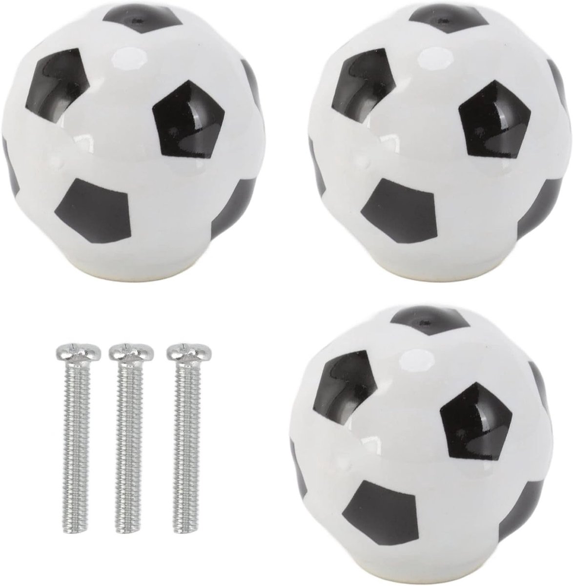 Set van 3 Keramische Voetbal Ladeknoppen voor Kasten en Meubels - Ideaal voor Kinderkamers en Speelkamers