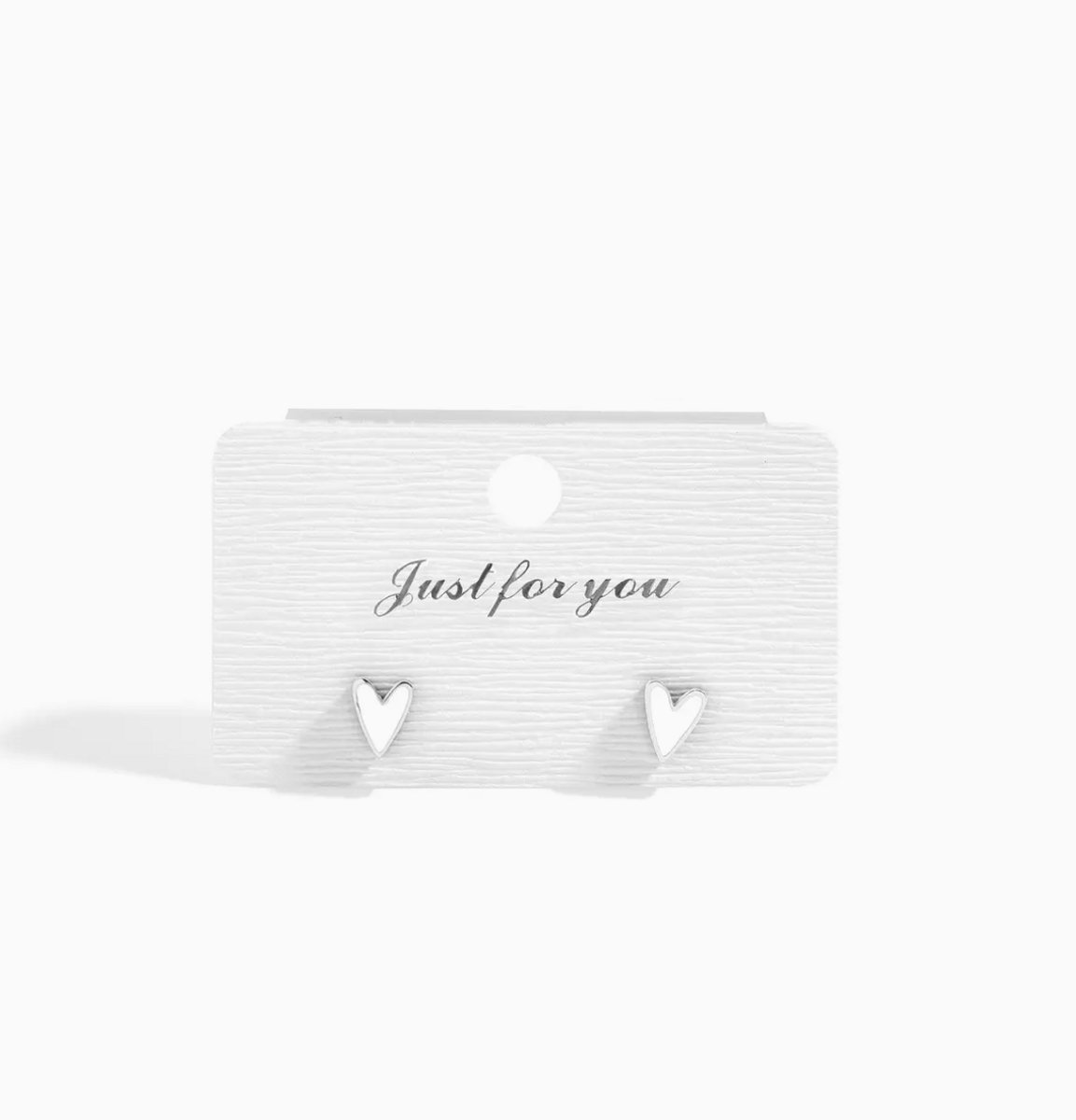 Luxe Zilveren PVD Oorbellen met Wit Hartje – Roestvrij Staal – Hart Stud Oorbellen – Zilveren Oorknopjes Dames – Stainless Steel – Verkleurt Niet – Minimalistische Oorbellen – Hartjes Oorbellen – Sieraden Dames – Cadeau - Incl. Luxe Verpakking