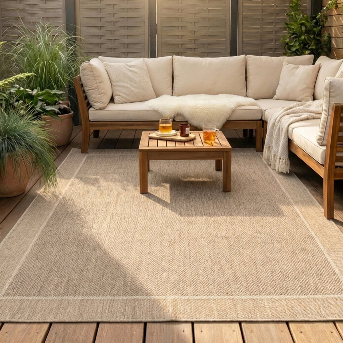 FRAAI Jute buitenkleed - Fora Edge Naturel | De jute look! - 80x150cm