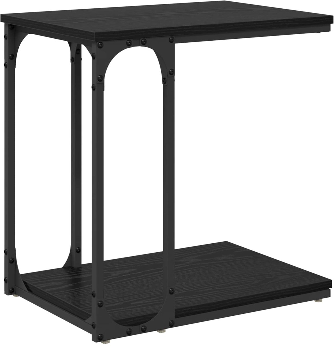 vidaXL Bijzettafel - Zwart - Eiken - 50 - x - 35 - x - 52 - cm - Bewerkt - hout