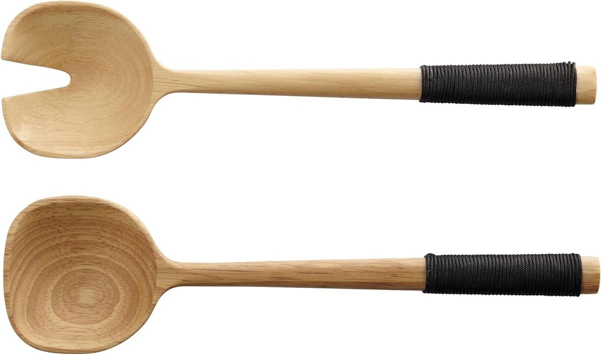 Saladebestek Set - Opscheplepels - Maaltijd Serveren - Comfortabele Greep - 24 cm - Zwart