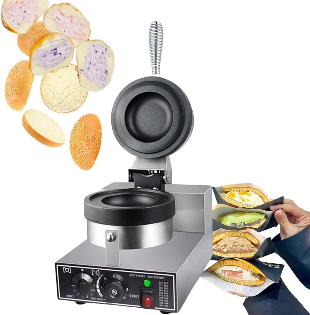 Wafelijzer - Panini Maker - Broodjes Bakken - Dubbelzijdig Verwarmen - 1200W - Zilver