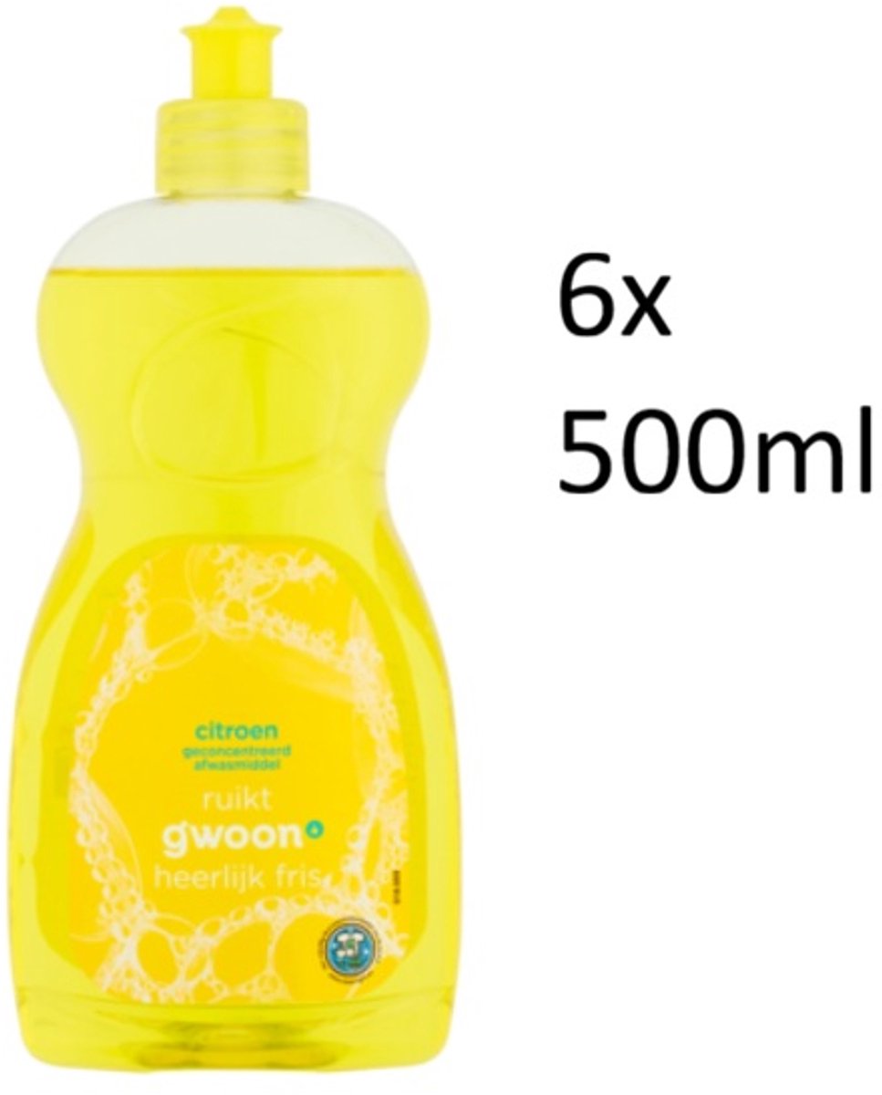 G'woon afwasmiddel citroen citrus - 6x 500 ml