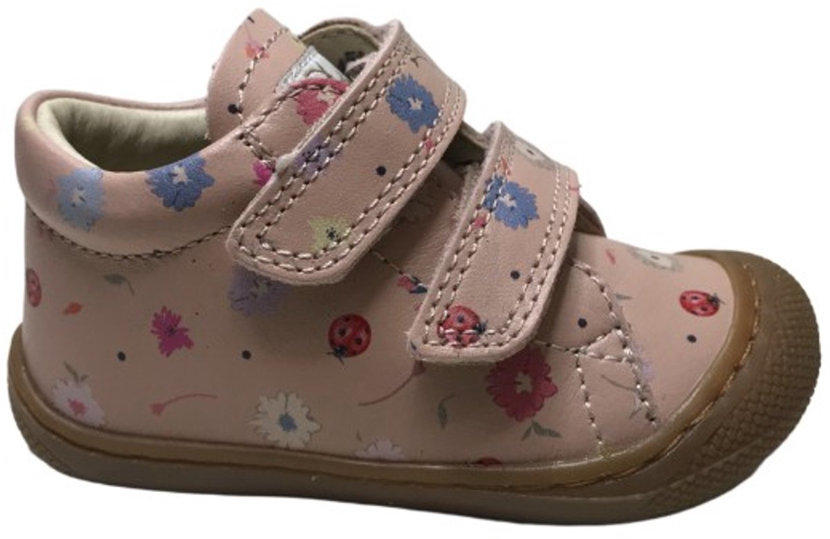 Naturino - Cocoon Vl -Mt 20 - velcro's bumper lederen sneakers - kleurrijke bloemen - roze