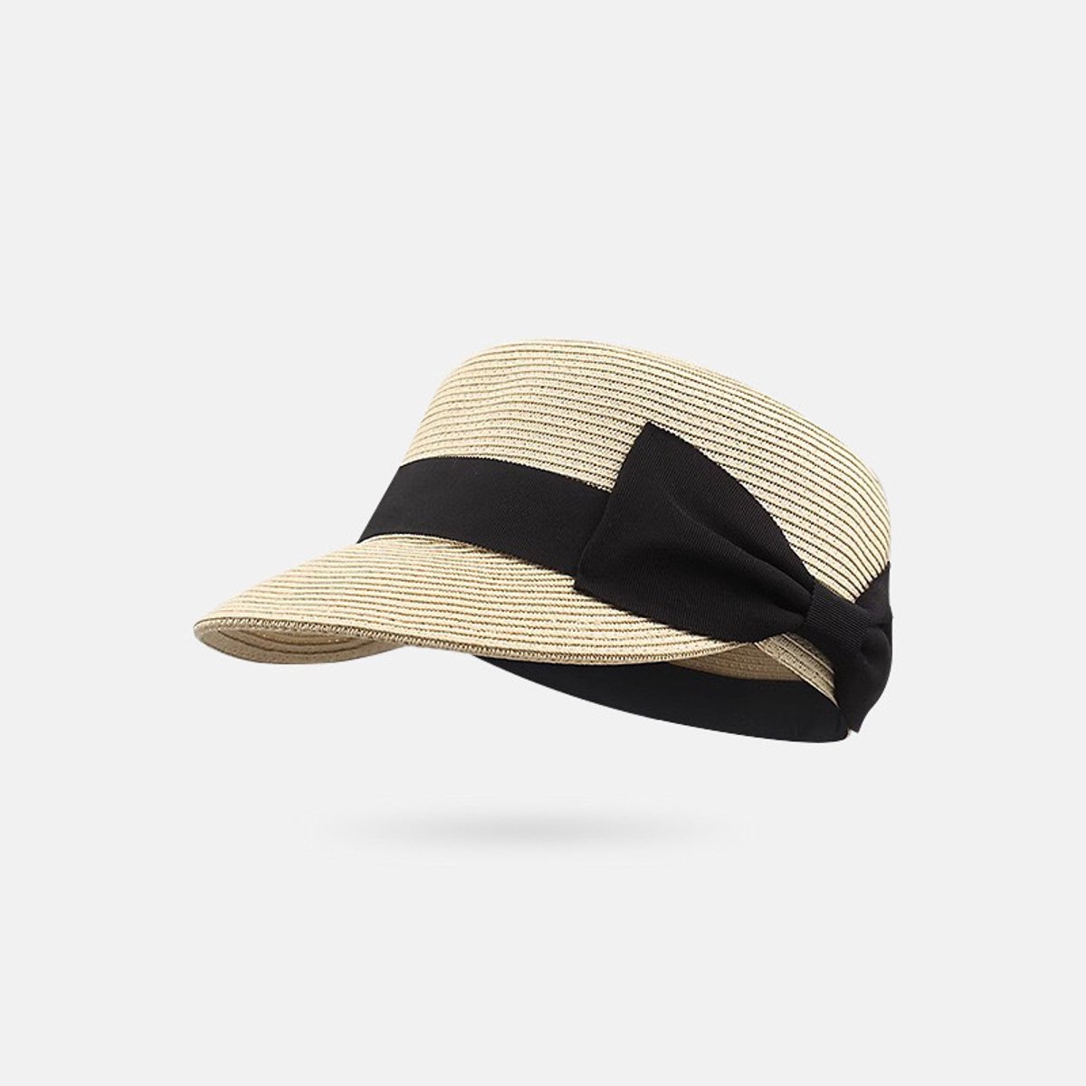 VHV - Hoed - Zonnehoed - Zonnehoed dames - Zonneklephoeden voor dames - Zomerse strohoed met strik - Trendy en schattige baseballpet - Strandhoed - Zonnehoed voor op reis en voor buitenactiviteiten - Beige