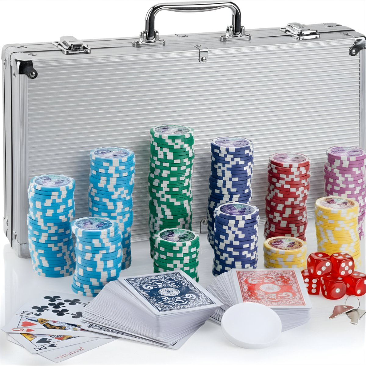 KAD® Pokermat - Pokerset - Poker - Zilver - 56cm x 22cm x 5cm