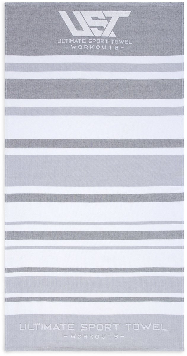 UST Hamam handdoek + Waterfles - 70 x 140 cm - 320 grams - 100% Katoen - Workouts - Pilates - Yoga - Abs workout - Grijs wit