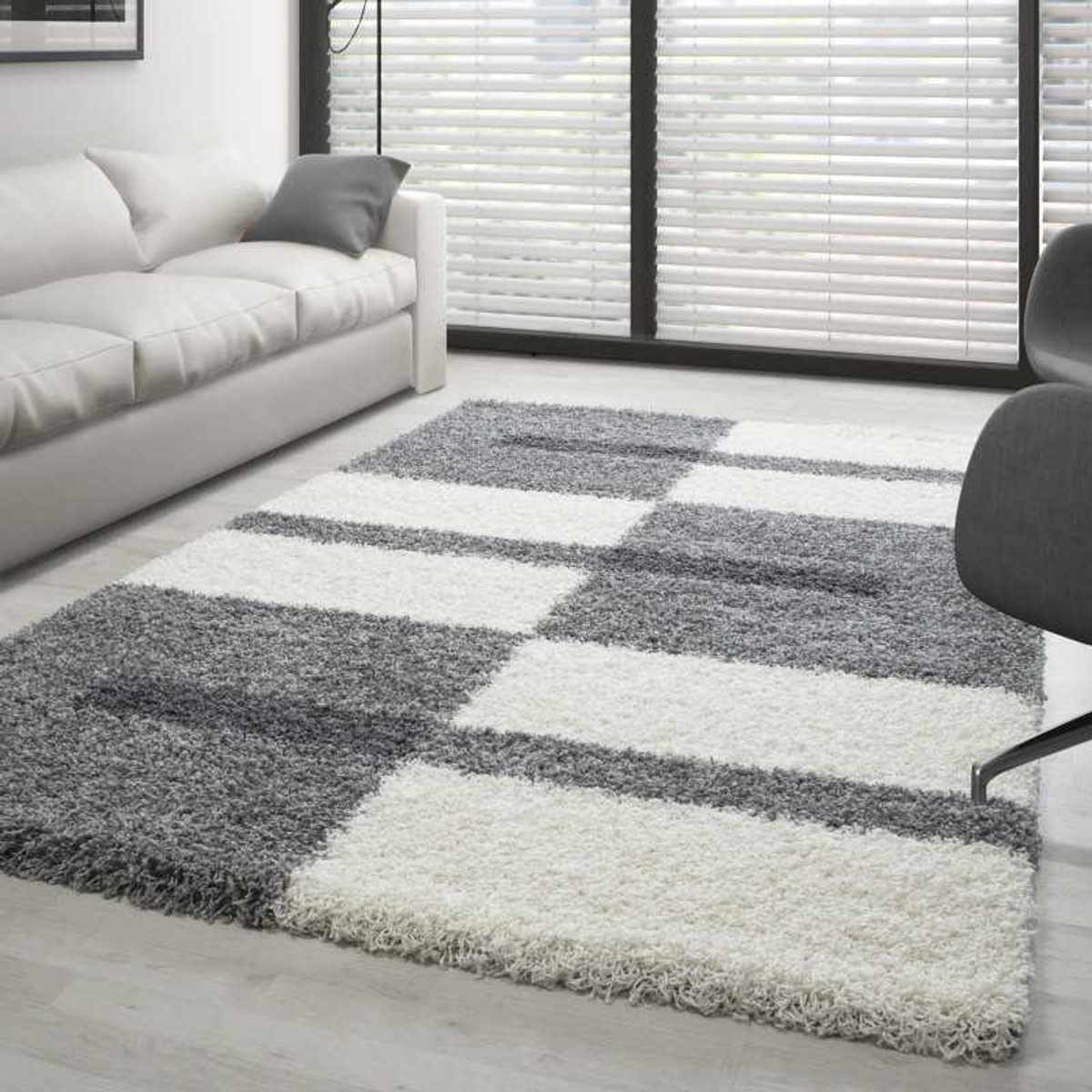TapisTrend Harig tapijt Grijs-Wit-Lichtgrijs 80x150 cm Gala Shaggy vloerkleed, hoogpolig design
