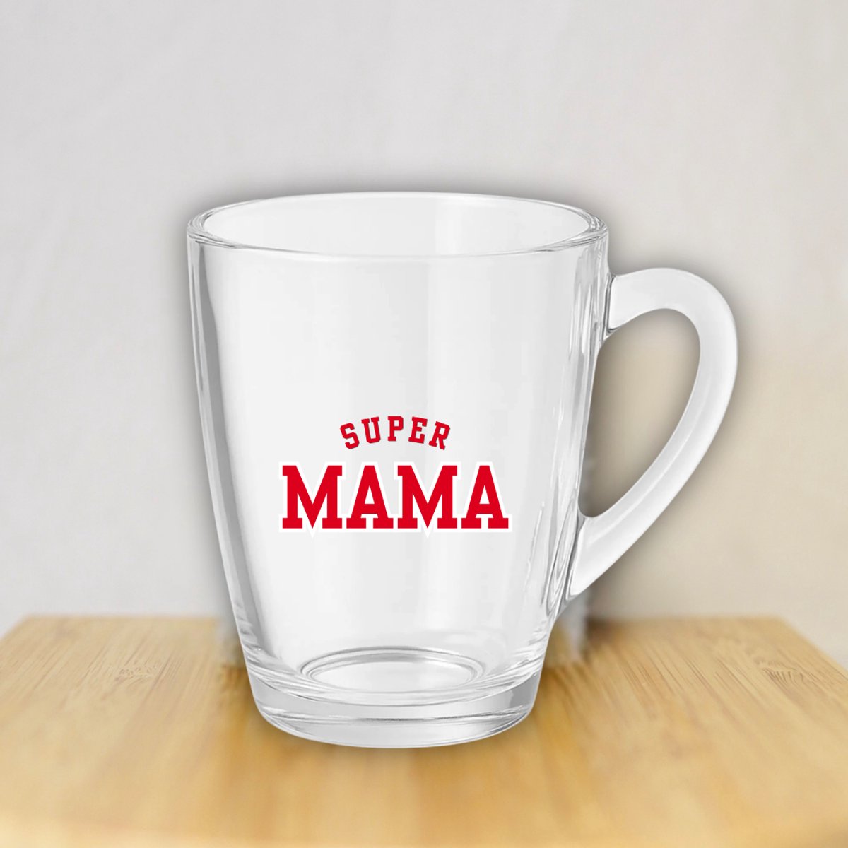 Theeglas Super Mama - 300ml - Glas - Doorzichtig - Cadeau Moeder - Moederdag - Moederdag Cadeautje - Moederdag Cadeau voor Mama