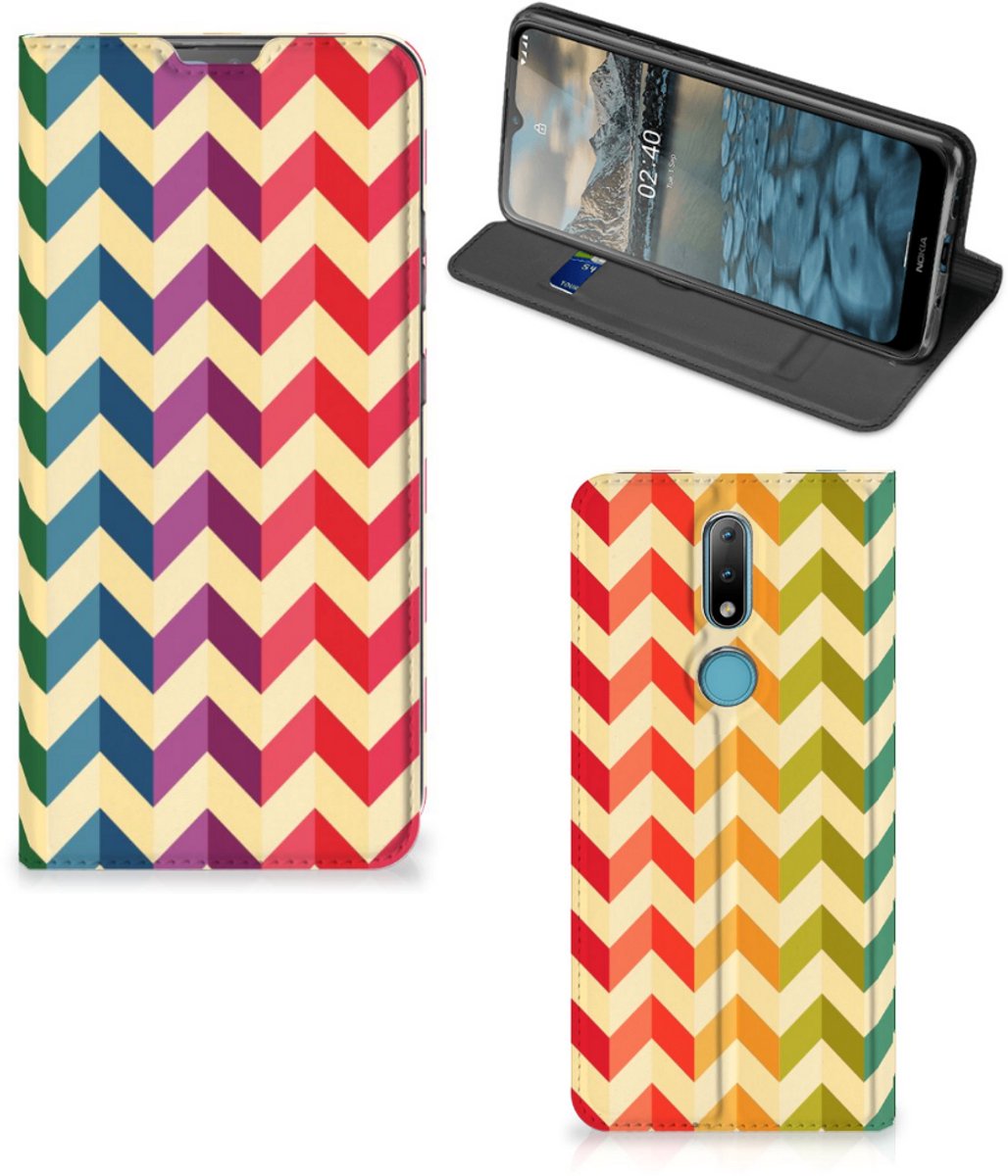 Nokia 2.4 Hoesje met Magneet Zigzag Multi Color