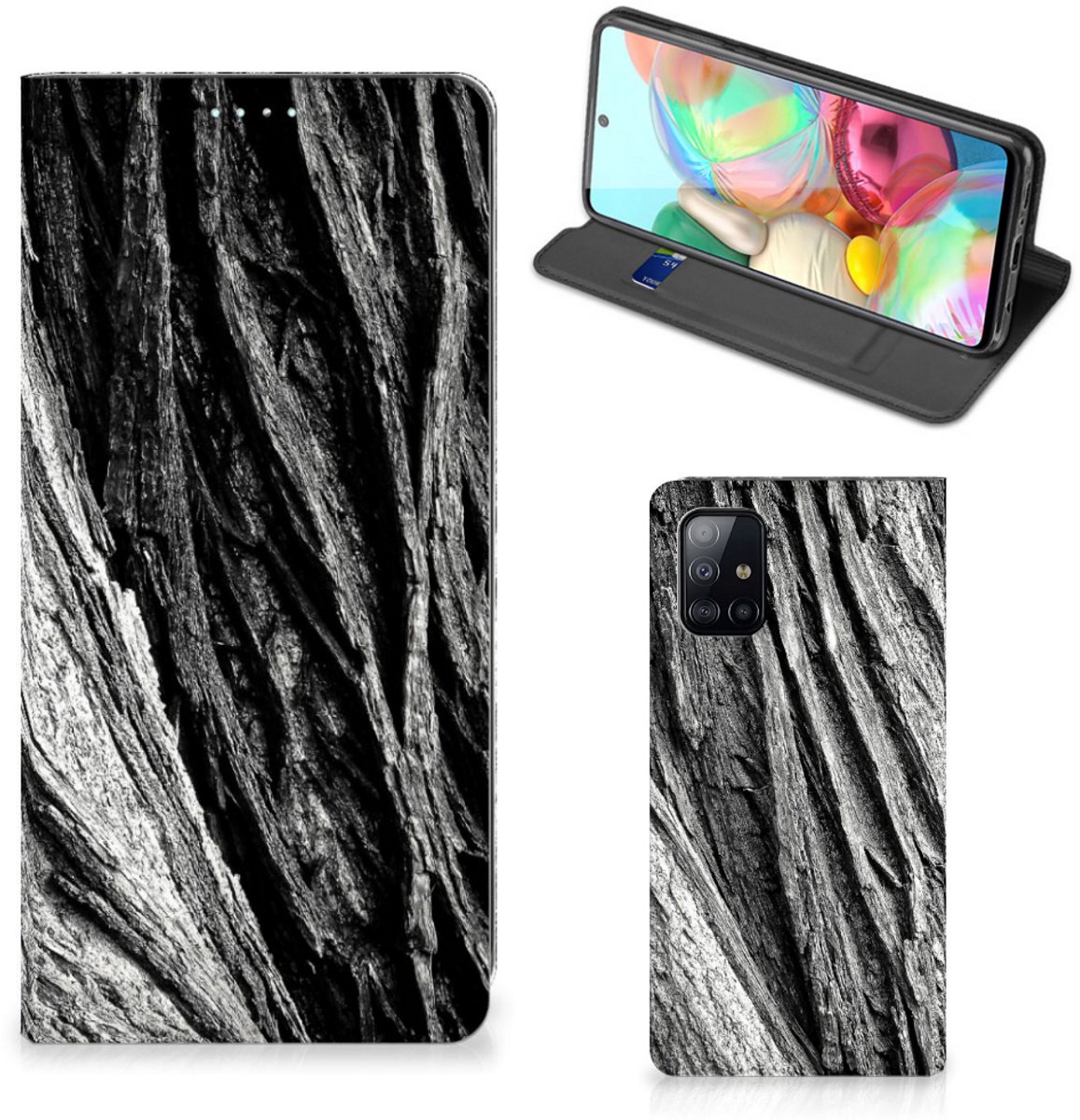 Book Wallet Case Samsung Galaxy A71 Boomschors Grijs