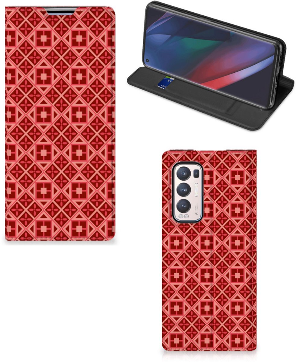 OPPO Find X3 Neo Hoesje met Magneet Batik Rood