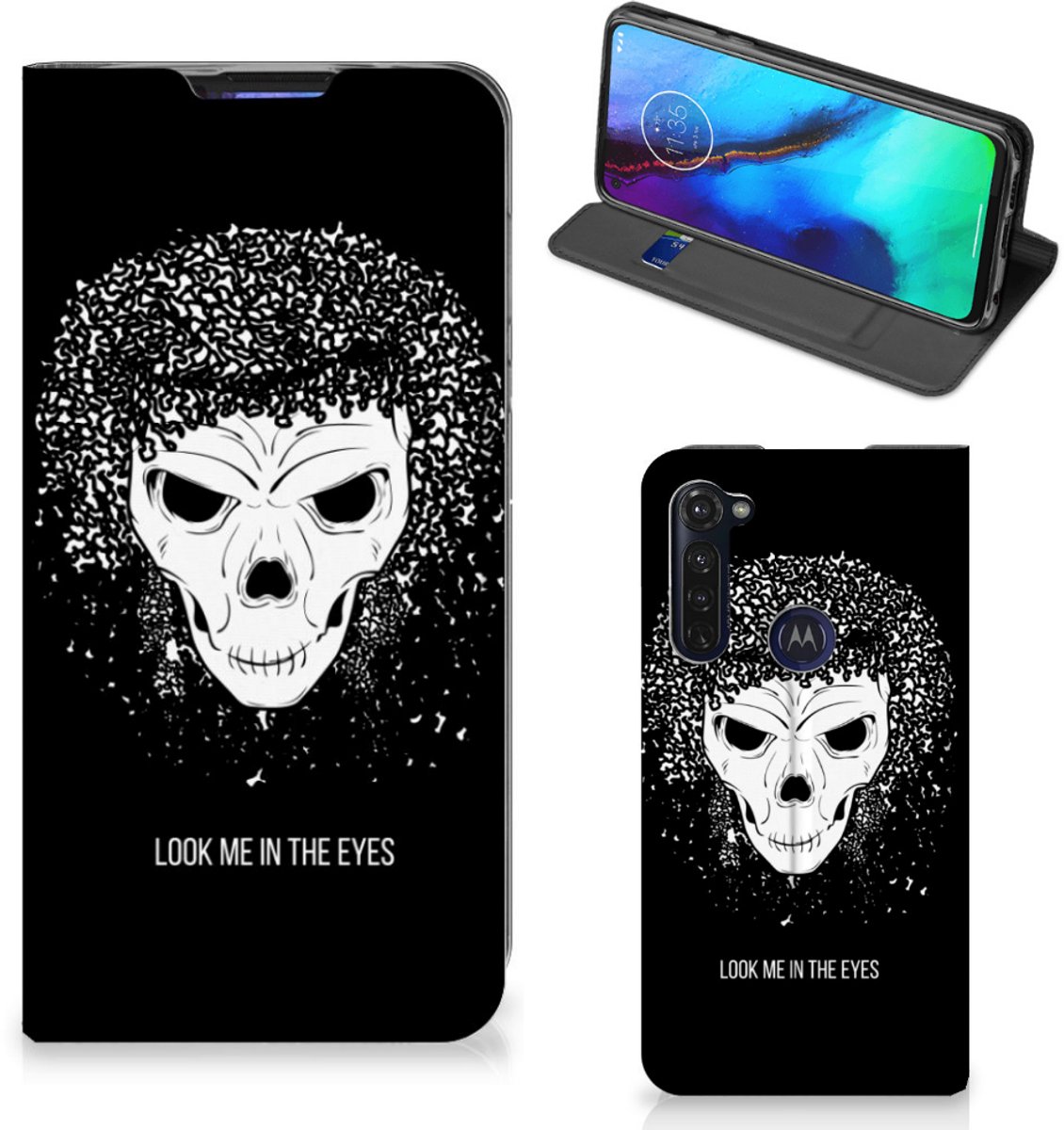 Mobiel BookCase Motorola Moto G Pro Skull Hair