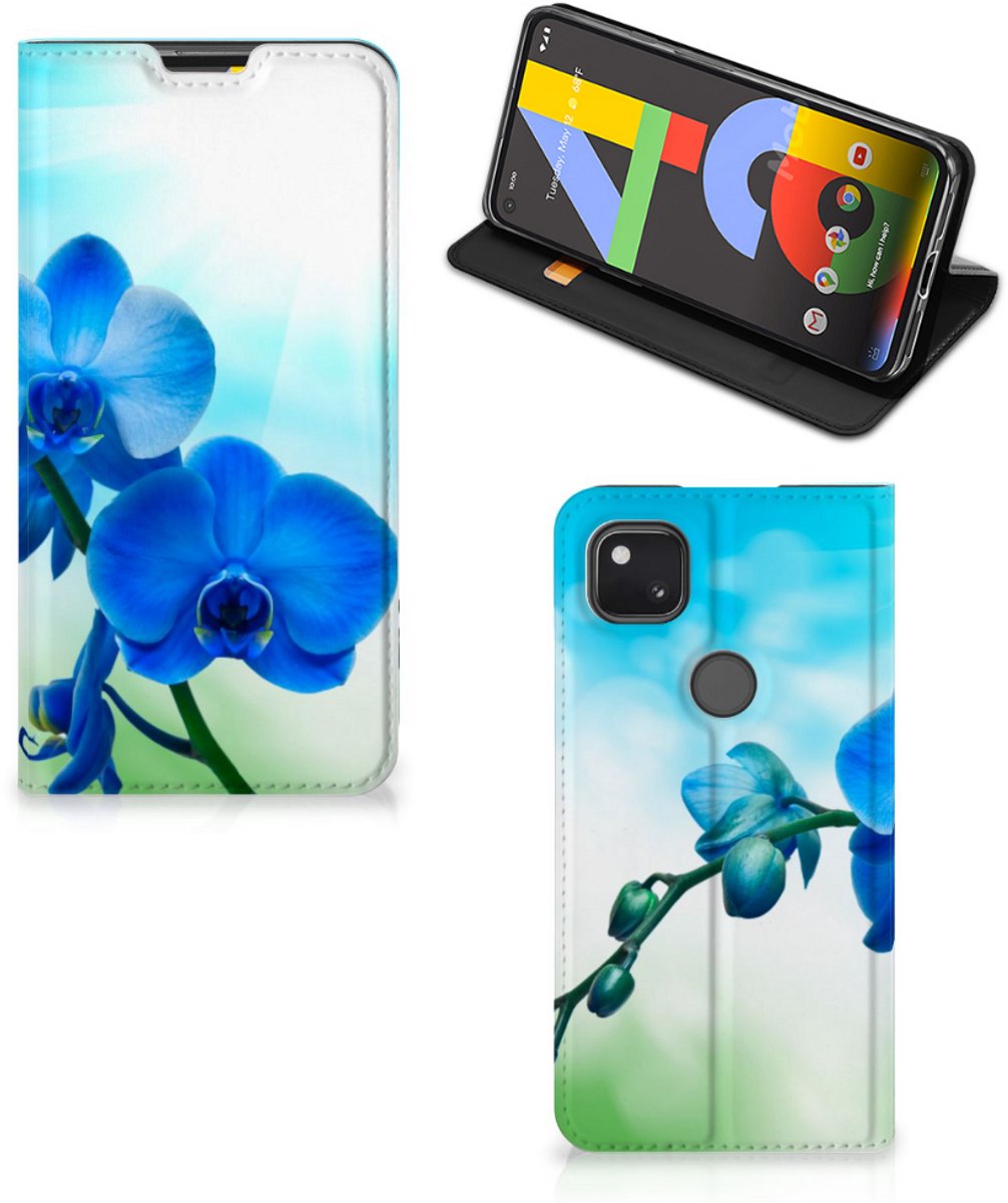 Google Pixel 4a Smart Cover Orchidee Blauw - Cadeau voor je Moeder