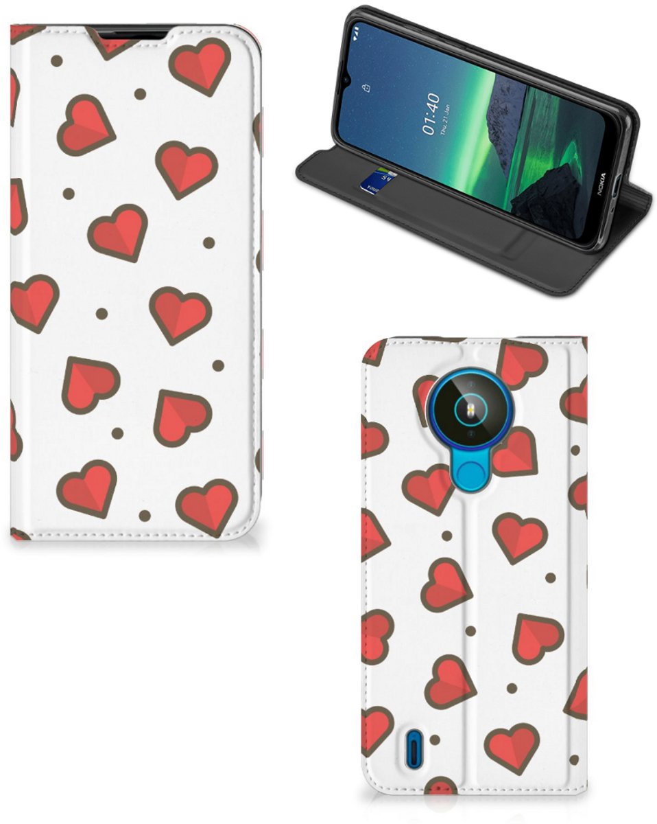 Nokia 1.4 Hoesje met Magneet Hearts
