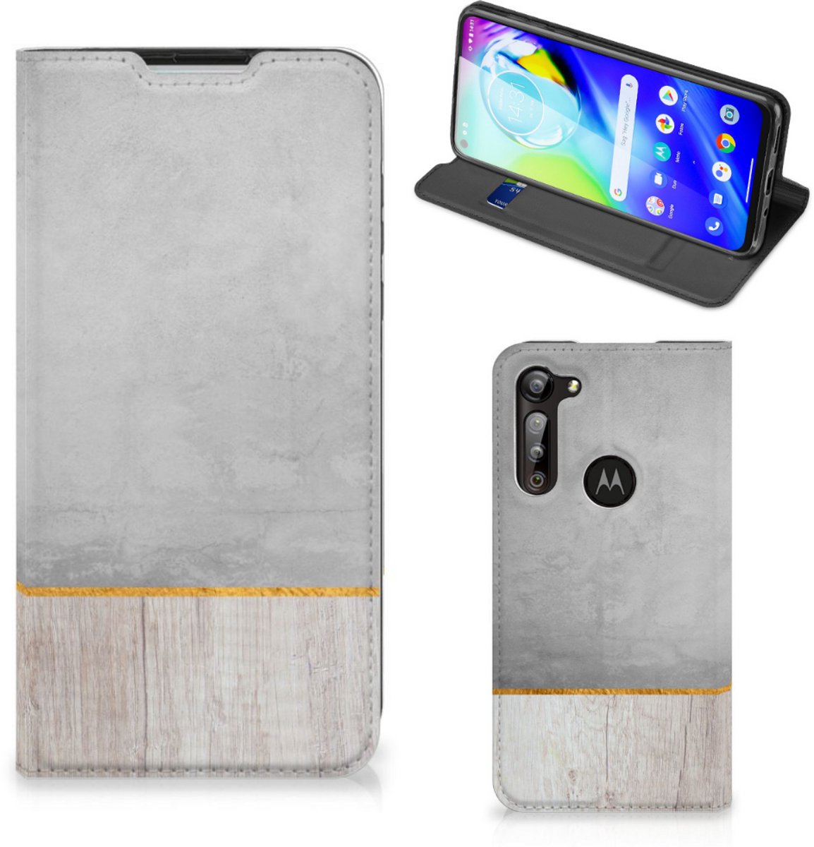 Motorola Moto G8 Power Book Wallet Case Wood Concrete