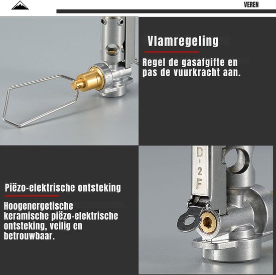 REN® Camping Gasstel - Gasstel - Kooktoestel Camping - Kookstel Gas Camping - Zilver - 9cm x 9cm x 9cm van Merkloos — afbeelding 5