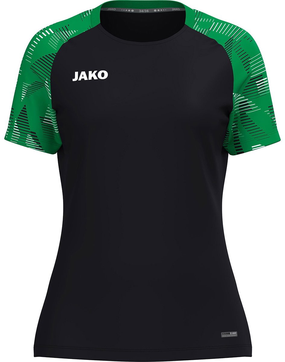 Jako Sonic T-Shirt Dames - Zwart / Groen | Maat: 38/40