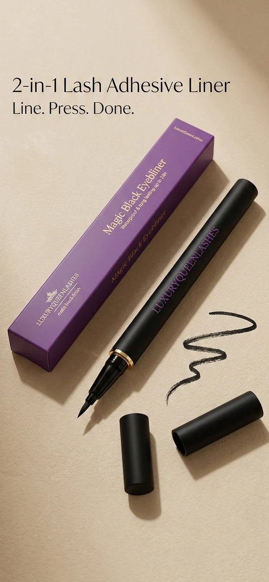 LuxuryQueenLashes Magic Wimperlijm & Eyeliner in 1 - Zwart - Waterproof Wimperlijm Pen - Nepwimpers Aanbrengen Zonder Knoeien