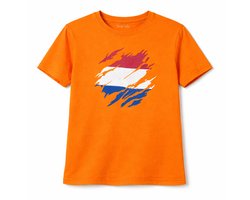 Oranje shirt in crack print | | Koningsdag | Holland | EK-WK-Olympische Spelen | Oranje | Kind 10-11 jaar | Maat 146