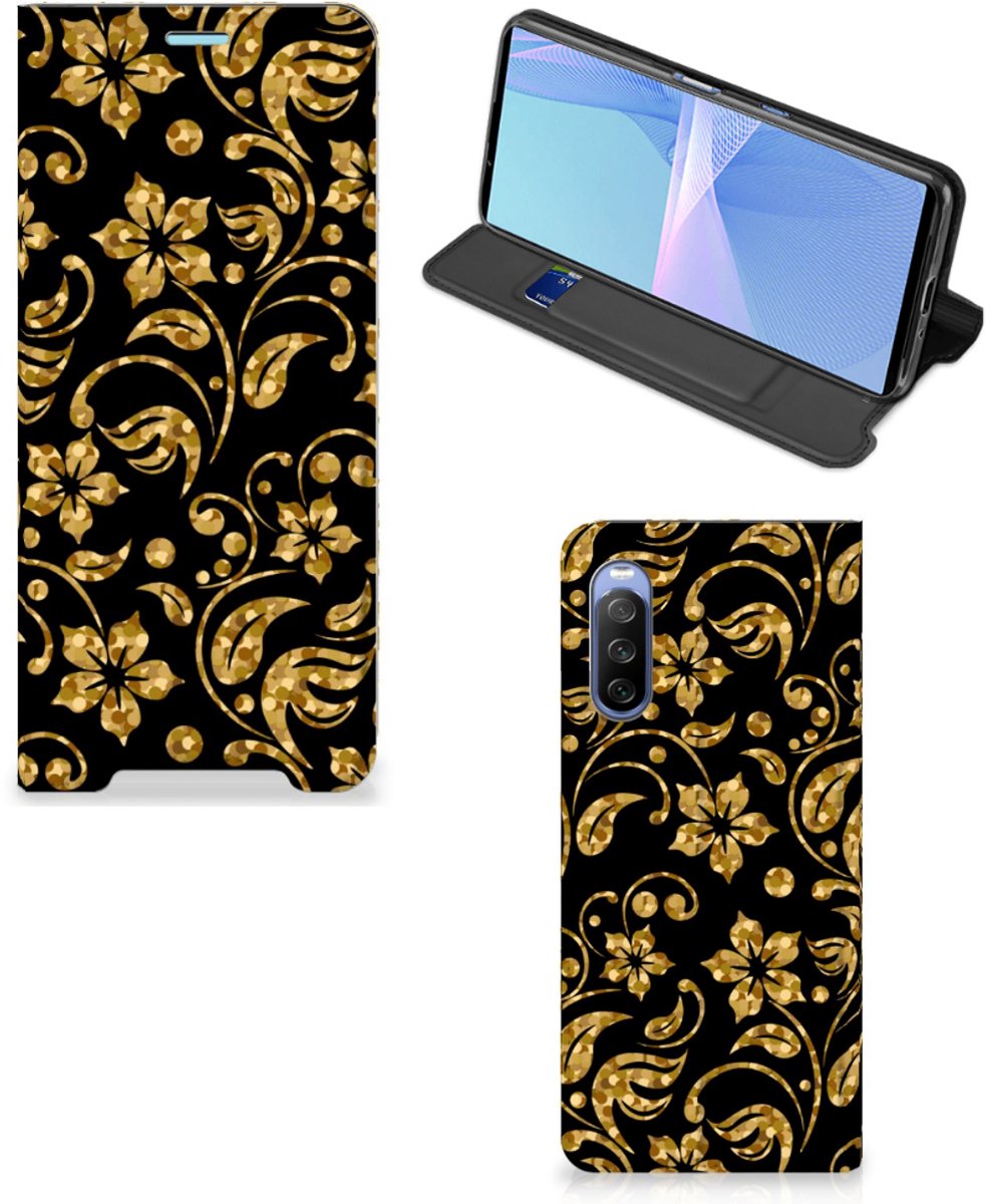 Sony Xperia 10 III Smart Cover Gouden Bloemen