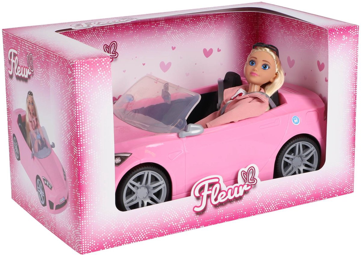 Fleur pop cabrio deluxe - speelgoedauto poppen speelset.