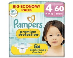 Pampers Premium Protection Maat 4 - 60 Luiers - 9kg-14kg