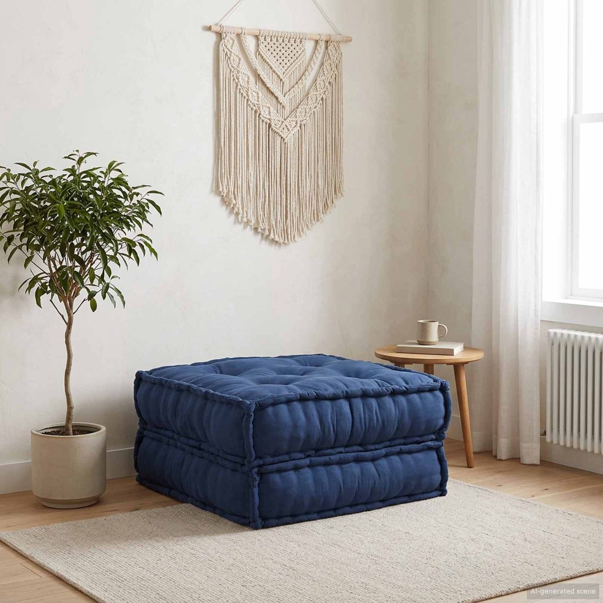 vidaXL Modulebankeenheid - Stof - Indigo - 70 - x - 70 - x - 36 - cm