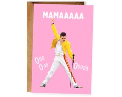 Grappige Moederdagkaart - Mamaaa ooh ooh – Freddie Mercury Queen geïnspireerde kaart - Humoristische moederdagkaart voor Oma - Muziekliefhebber (10x15 cm incl. envelop)