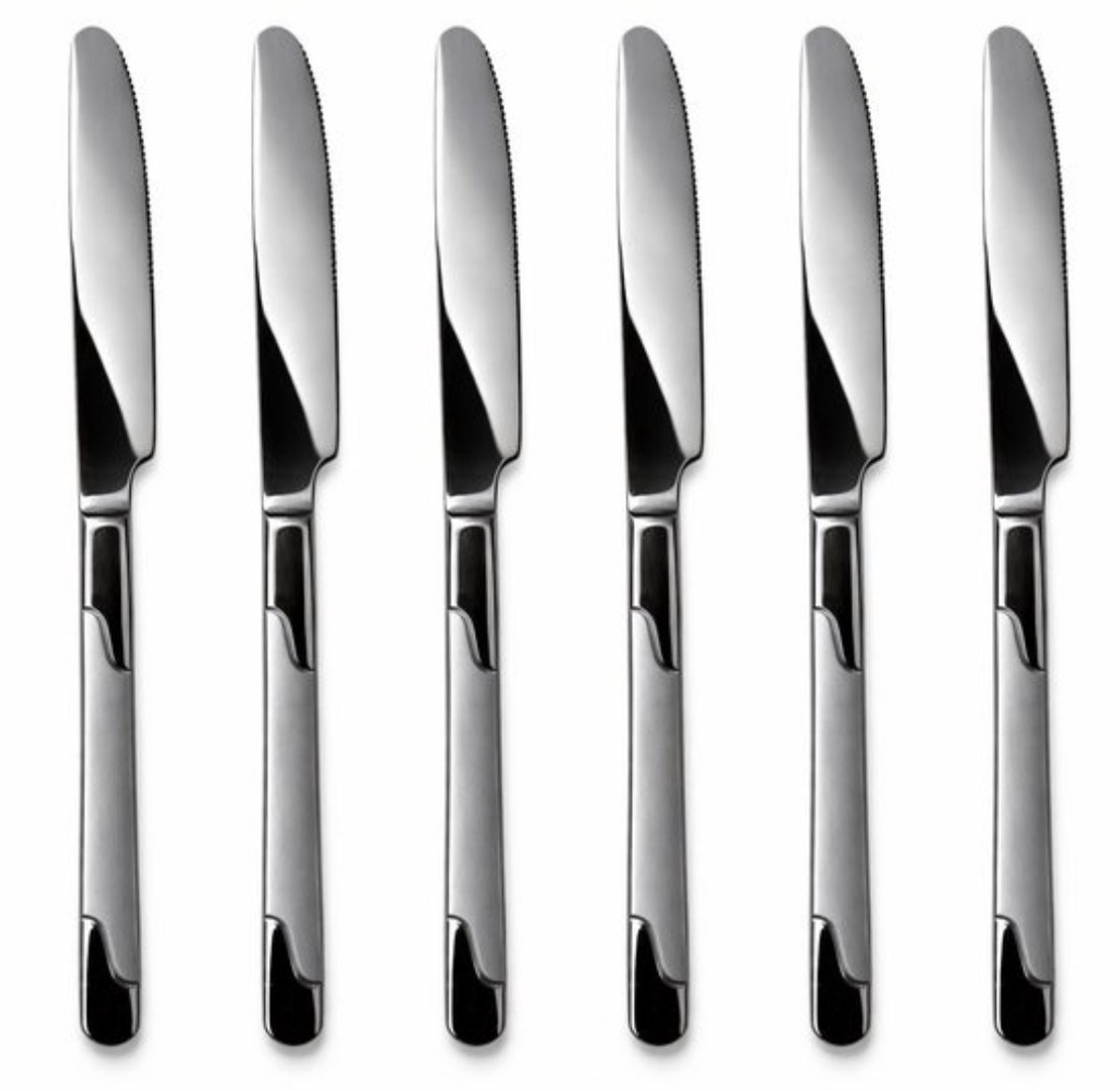 Kochmann - 6x RVS Tafelmessen – Eetmessen Set – 6-delig Bestek – Roestvrij Staal – Vaatwasserbestendig – Eetmes voor Diner, Lunch & Ontbijt – Glanzend Design – 18/10 Bestek - Duurzaam & Krasbestendig – Voor 6 Personen