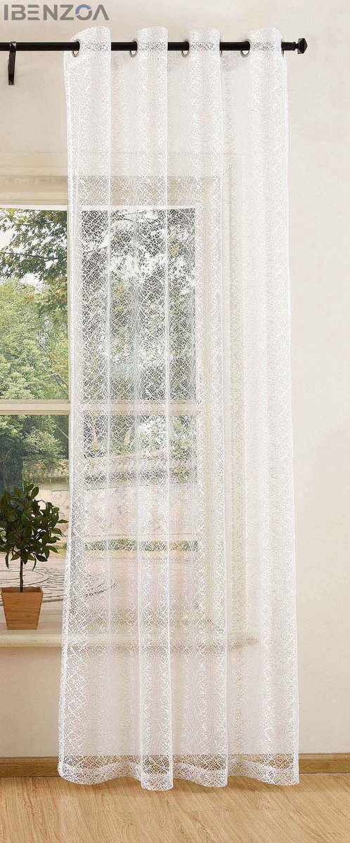 Ibenzoa Gordijn - Effen Transparant - 245x140 cm - Wit - Polyester