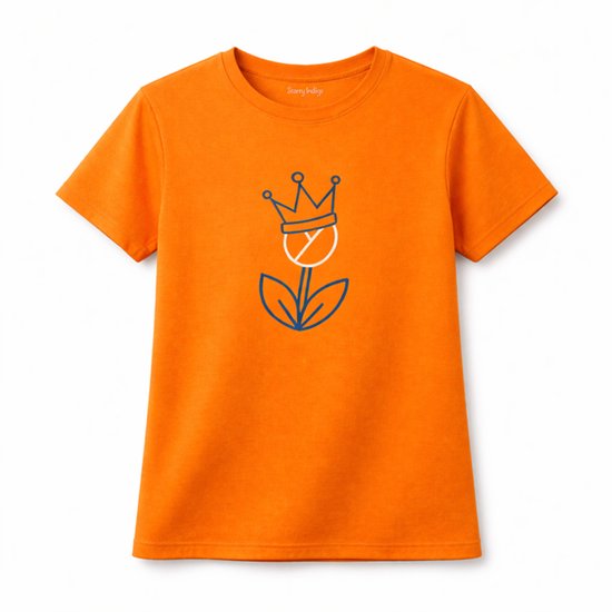 Oranje shirt kinderen Tulp & Kroontje | Koningsdag | Holland | EK-WK-Olympische Spelen | Oranje | Kind 12-13 jaar | Maat 158