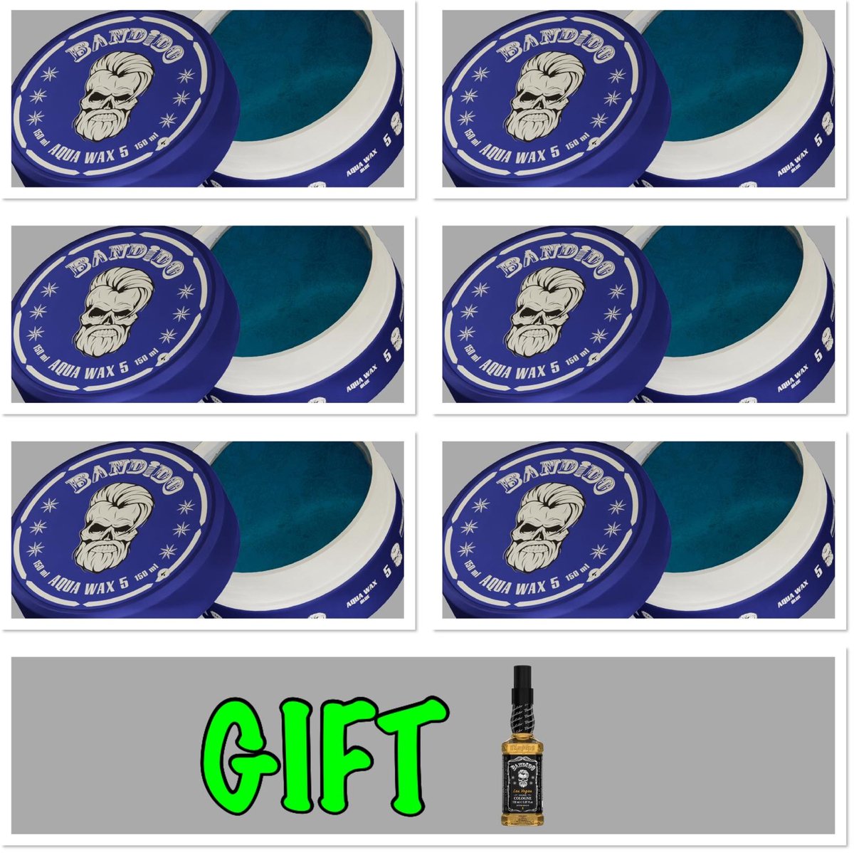 Bandido Aqua Wax 5 - 150 ML - 6 PIECES. + 1x Cologne 150ml GRATIS