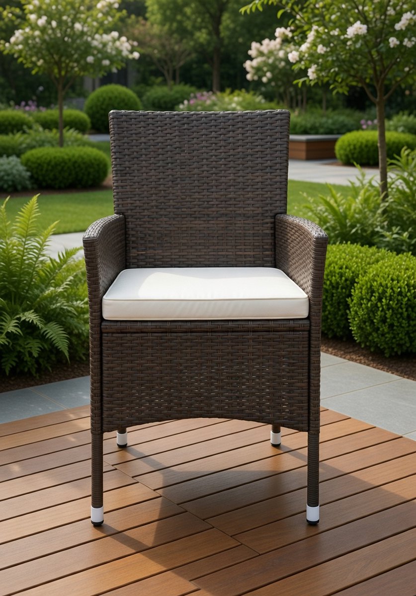 Luxe Poly Rattan Tuinstoelen Set van 4 met Kussens – Comfortabele Tuinmeubelen met Stalen Frame – Weerbestendige Balkonstoelen voor Tuin, Terras & Buiten – Bruin Medahomestore