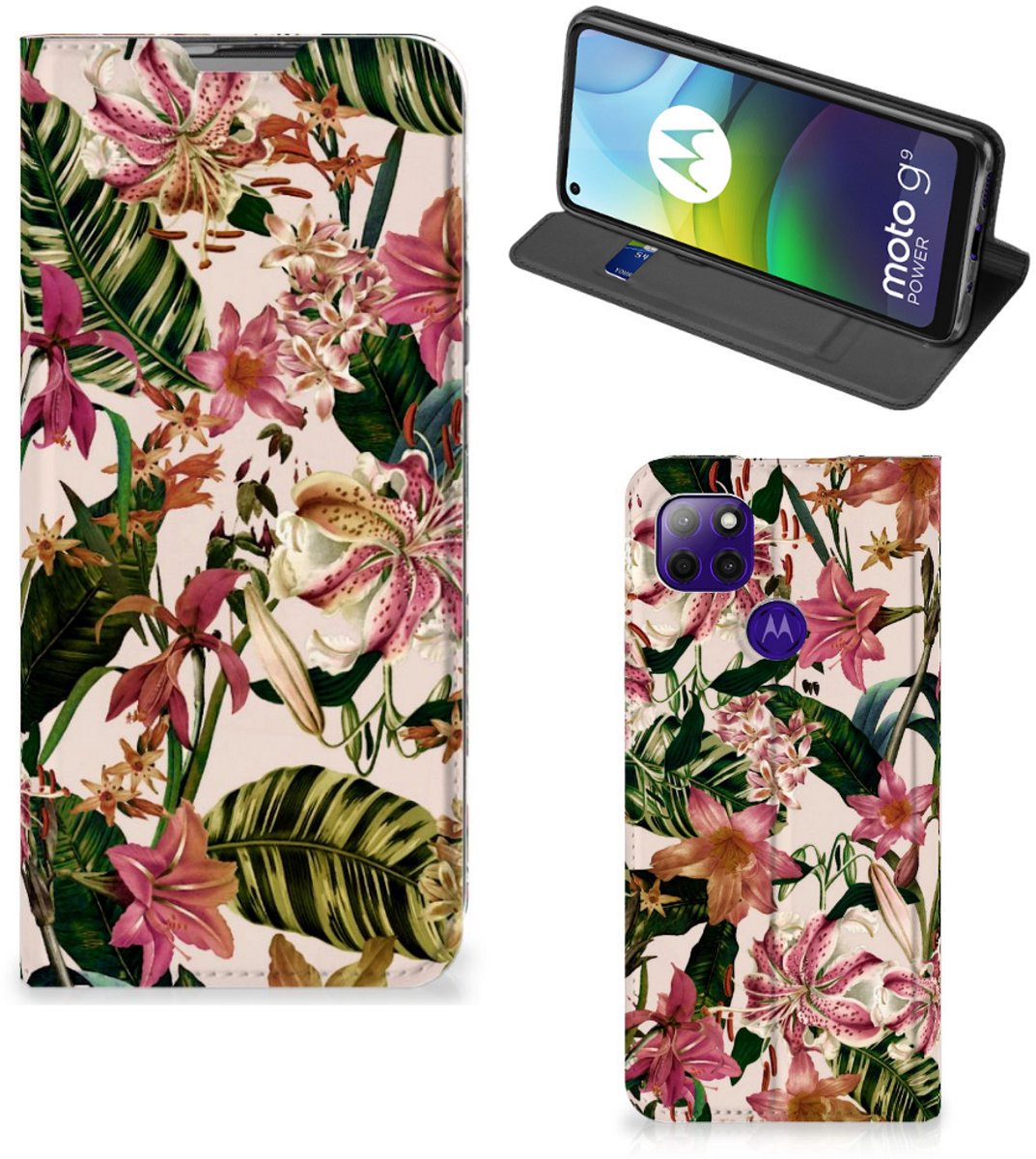 Book Case voor Motorola Moto G9 Power Smart Cover Flowers