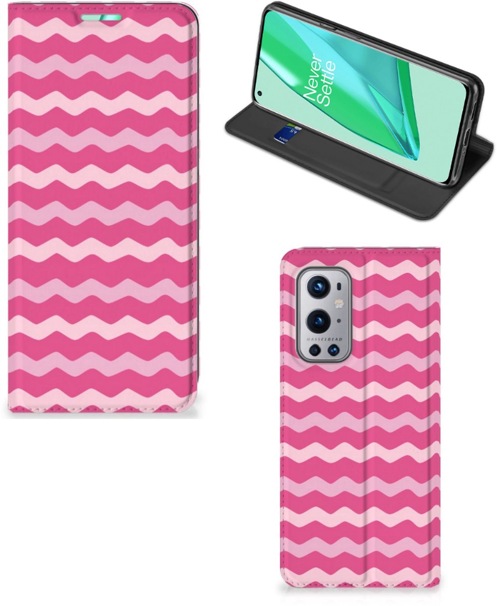 OnePlus 9 Pro Hoesje met Magneet Waves Pink