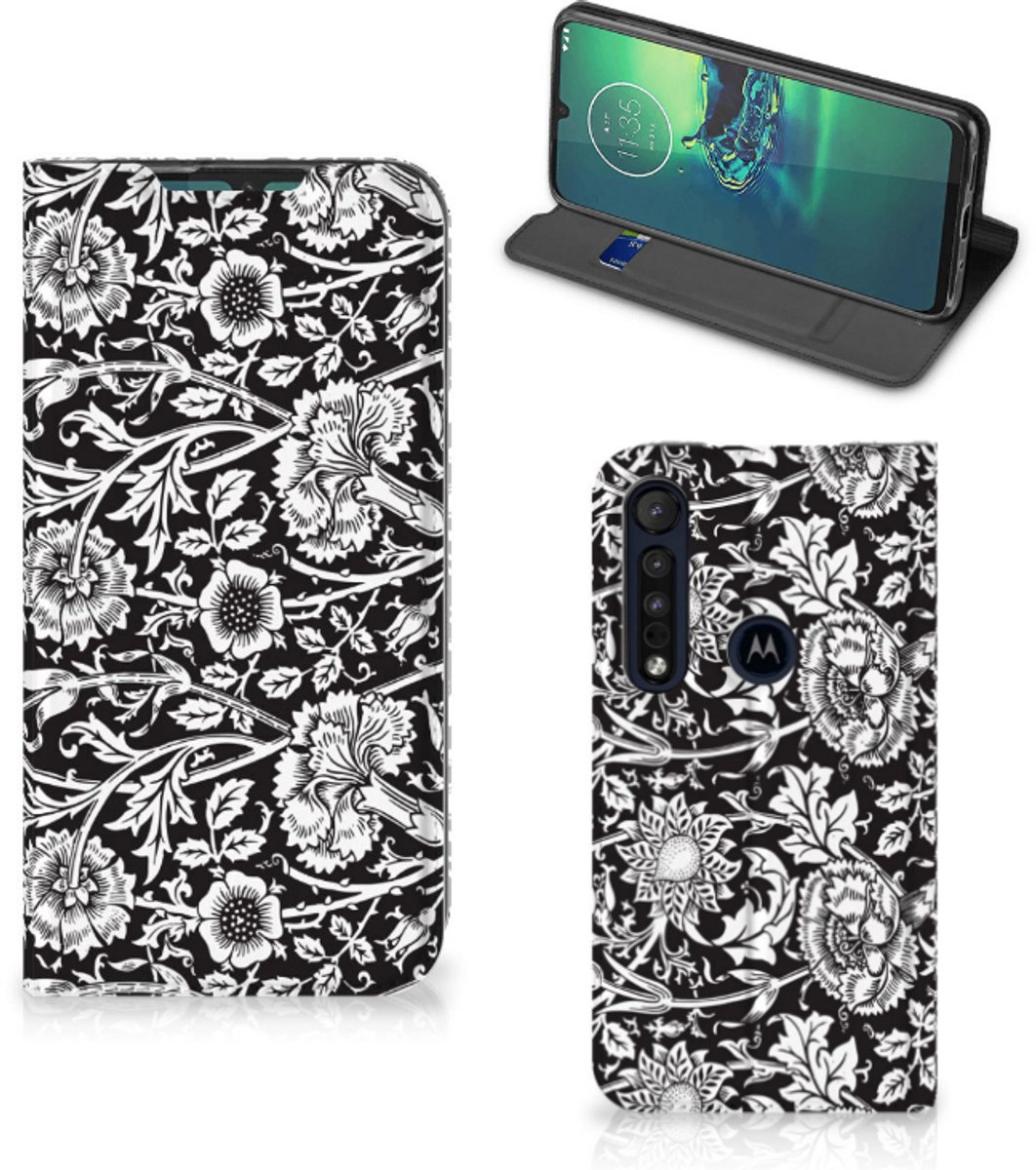 Motorola G8 Plus Smart Cover Black Flowers