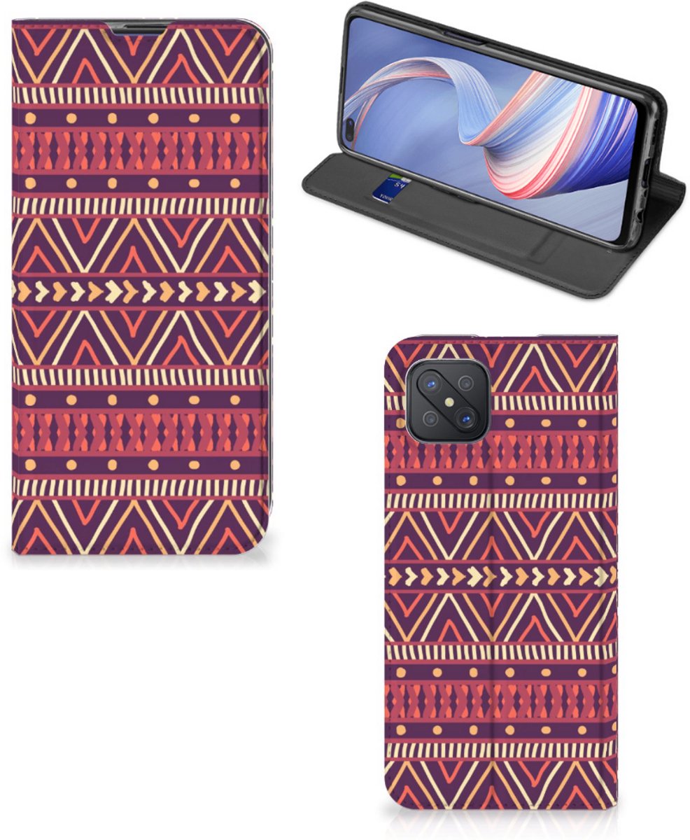 OPPO Reno4 Z 5G Hoesje met Magneet Aztec Paars
