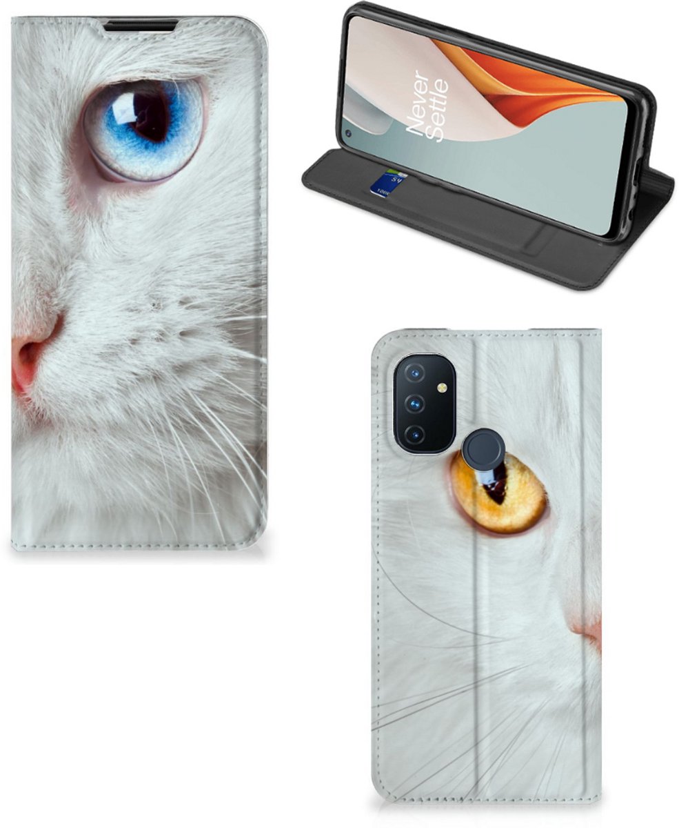 OnePlus Nord N100 Hoesje maken Witte Kat