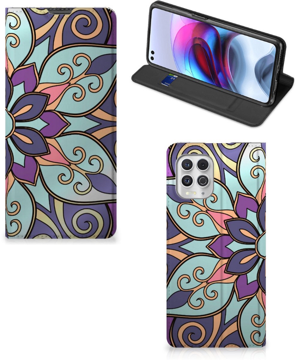Motorola Moto G100 Smart Cover Purple Flower