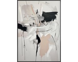 Abstract Canvas Schilderij - Moderne Muurschildering - Woonkamer Decoratie - Handgemaakt Unicaat - 70 x 100 cm - Zwart Rosé