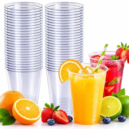 Plastic Bekers 240ml - 40x Herbruikbare Transparante Drinkbekers - BPA-vrij - Stevige Feestbekers voor BBQ, Verjaardag & Party